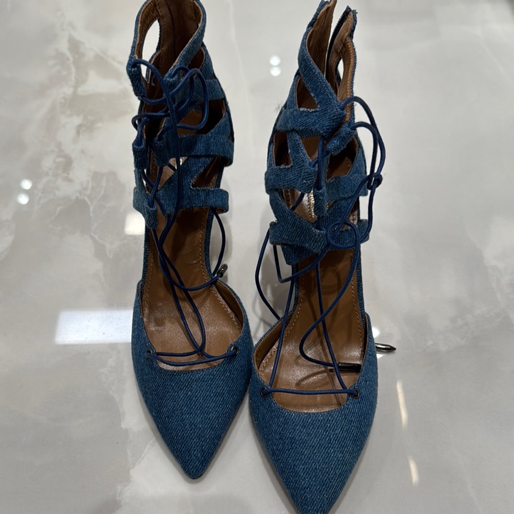 Aquazurra Denim Lace-Up Women's Pumps